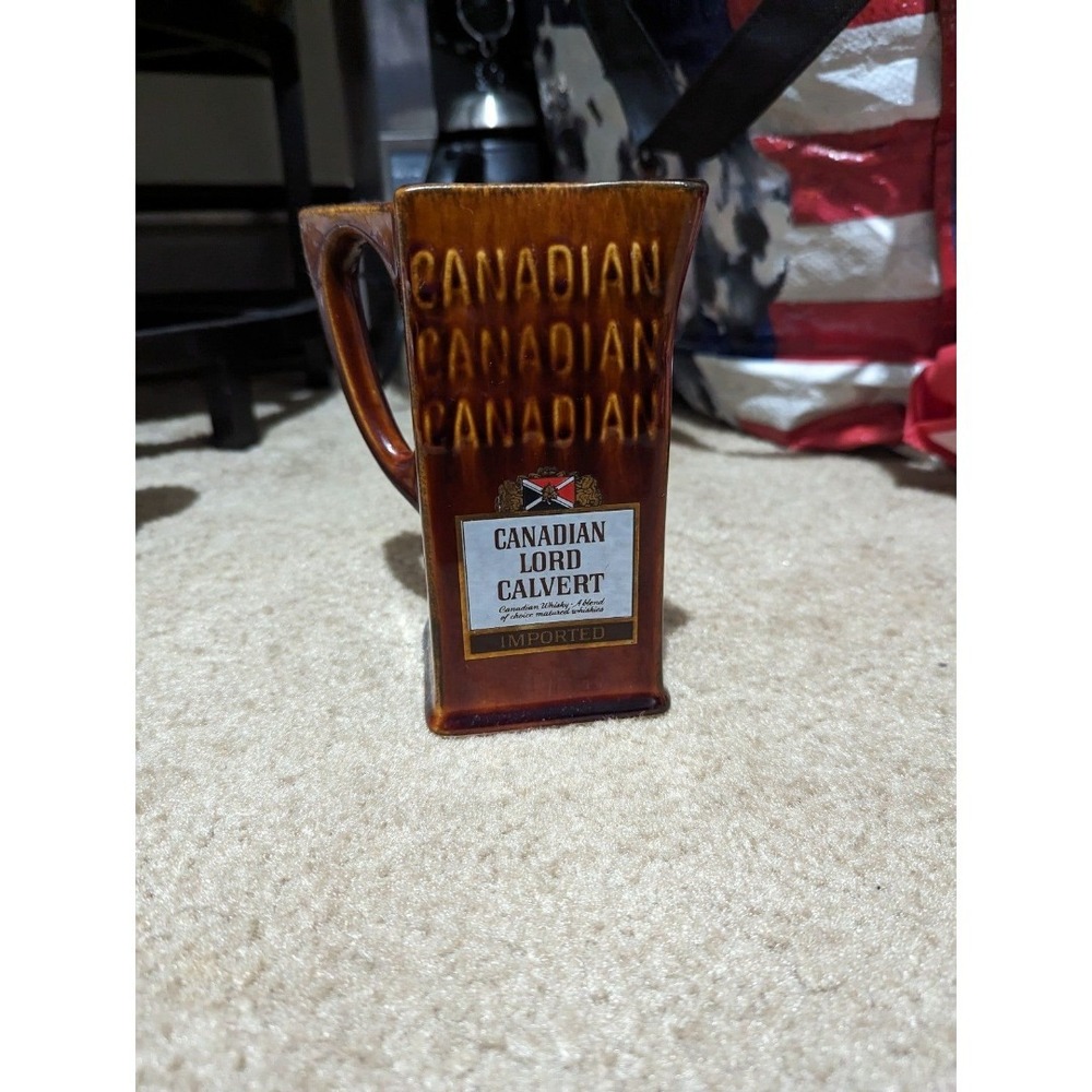 Canadian Lord Calvert Ceramic‎ Square Whiskey Mug Pitcher